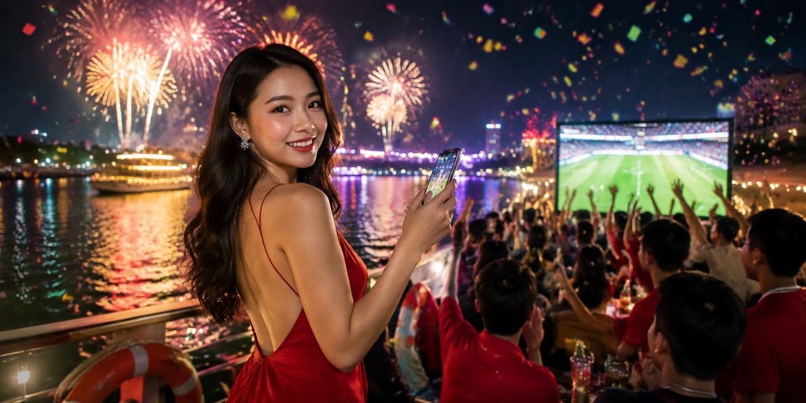 Không khí lễ hội sôi động tại Đà Lạt với người chơi casino và xổ số trên điện thoại