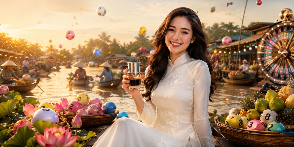 Người dùng vùng Mekong uống cà phê và tham gia xổ số trực tuyến trong không gian thư giãn